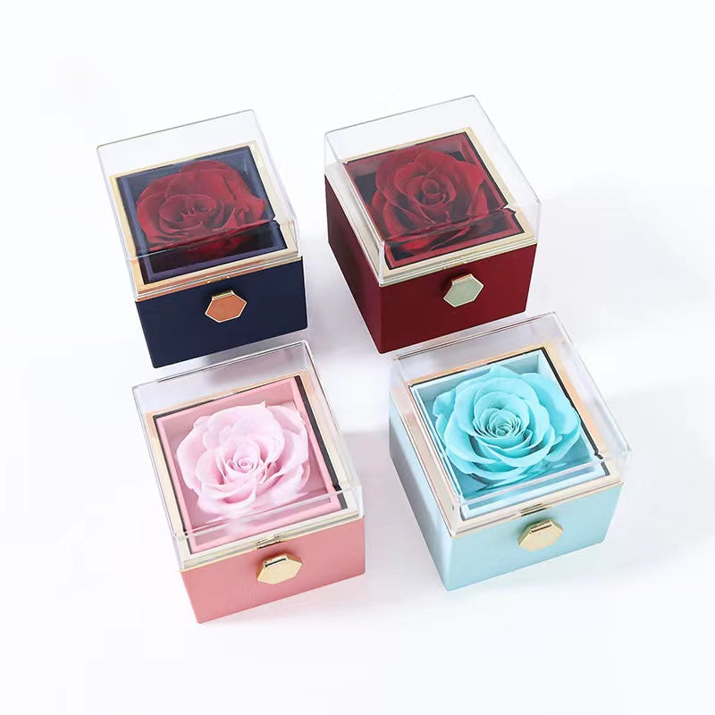 Eternally Preserved Rotating Flower Jewelry Box