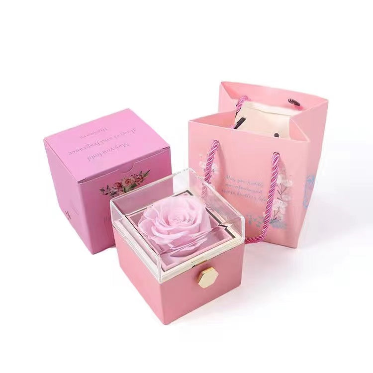 Eternally Preserved Rotating Flower Jewelry Box