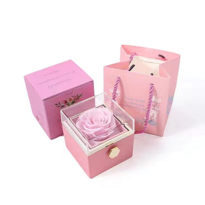 Eternally Preserved Rotating Flower Jewelry Box